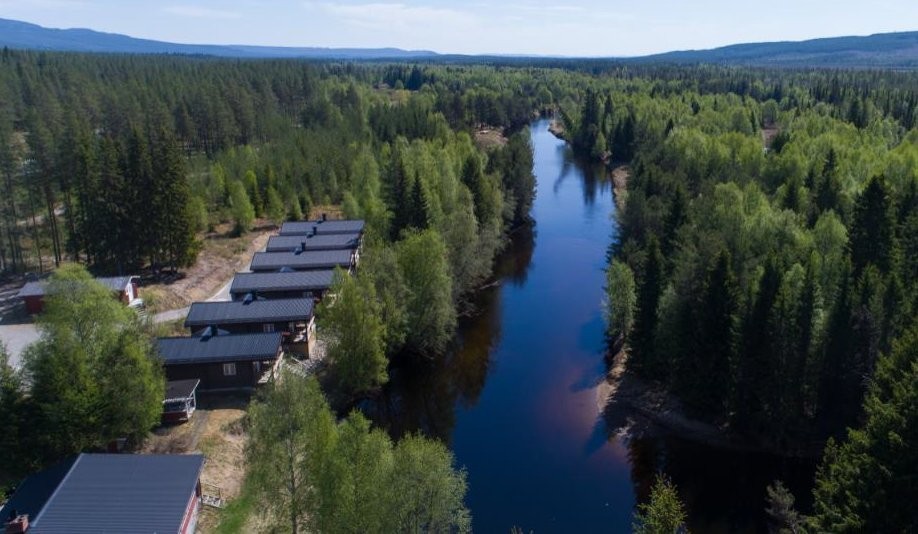 Luftansicht Fluss Veman Ferienhaus Vemh�n