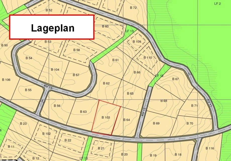 Lageplan Grundst�ck B103 Wohngrundst�ck Etnedal