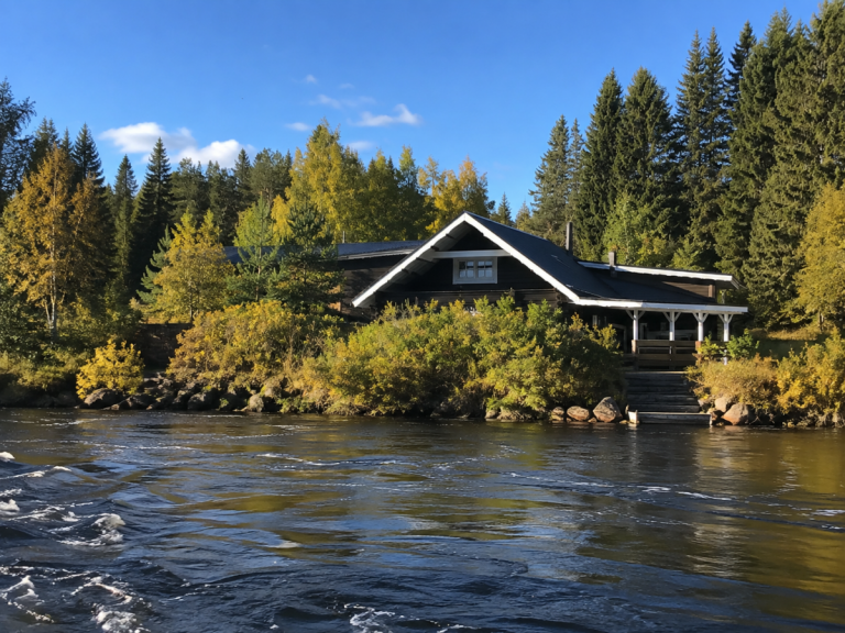 direkt am Fluss Vemh�n - H�rjedalen J�mtland L�n Ferienhaus Luxuri�ses Holzhaus in Schwedens Natur - Fischen, Wassersport und Ski